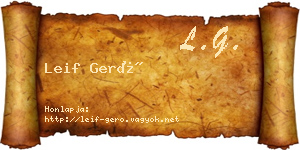 Leif Gerő névjegykártya